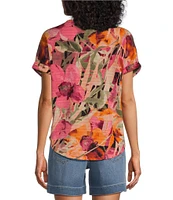 Westbound Short Sleeve Floral Knit Top