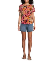 Westbound Short Sleeve Floral Knit Top