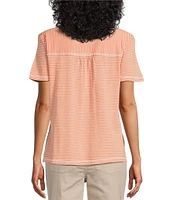Westbound Stripe Print Short Sleeve V-Neck Top