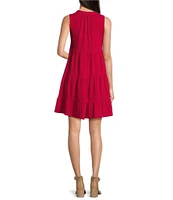 Westbound Sleeveless Button Front Tiered Dress