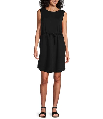 Westbound Sleeveless Crew Neck Tie Front Drop Waist Dress