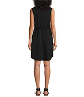 Westbound Sleeveless Crew Neck Tie Front Drop Waist Dress