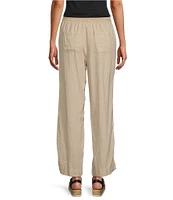 Westbound Smocked Waist Mid Rise Wide Leg Linen Pants