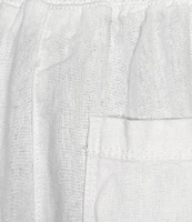 Westbound Smocked Waist Mid Rise Wide Leg Linen Pants