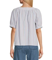 Westbound Striped Short Sleeve Square Neck Top