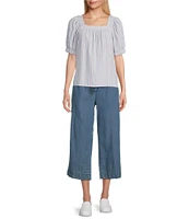 Westbound Striped Short Sleeve Square Neck Top