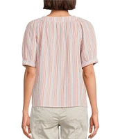 Westbound Striped Short Sleeve Square Neck Top