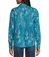 Westbound Tie-Dye Roll Tab Long Sleeve Point Collar Henley Top