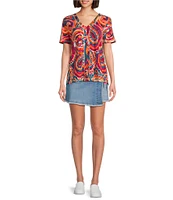 Westbound Denim Tie Wrap Fray Hem Skort