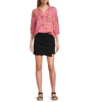 Westbound Cotton Blend Tie Wrap Fray Hem Skort
