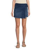 Westbound Denim Tie Wrap Fray Hem Skort