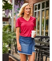 Westbound Denim Tie Wrap Fray Hem Skort