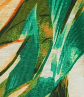 Westbound Tropical Leaf Short Sleeve Crew Neck Top