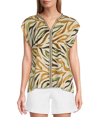 Westbound V-Neck Cap Sleeve Safari Knit Top