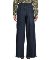 Westbound Wide Leg Cargo Drape Denim Pants