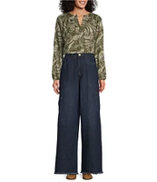 Westbound Wide Leg Cargo Drape Denim Pants