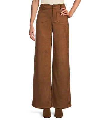 Westbound Wide Leg Patch Pocket Suede Pants