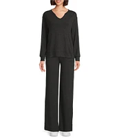 Westbound Wide Leg Pull-On Ribbed Pants