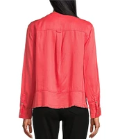 Westbound Woven Long Sleeve Henley Top