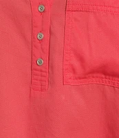 Westbound Woven Long Sleeve Henley Top