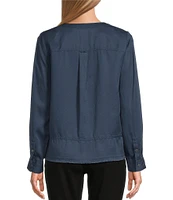 Westbound Woven Long Sleeve Henley Top