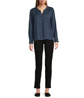 Westbound Woven Long Sleeve Henley Top