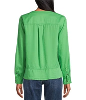 Westbound Woven Long Sleeve Henley Top