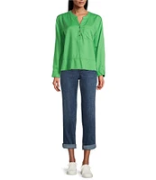Westbound Woven Long Sleeve Henley Top