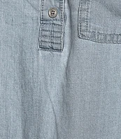 Westbound Woven Long Sleeve Henley Top