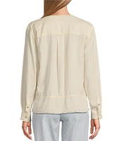 Westbound Woven Long Sleeve Henley Top