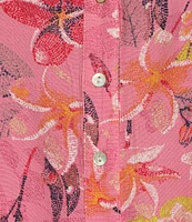 Westbound Floral Woven Elbow Smock Sleeve Henley Blouse