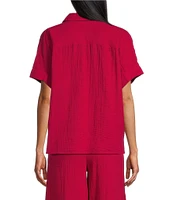 Westbound Woven Short Sleeve Button Front Top
