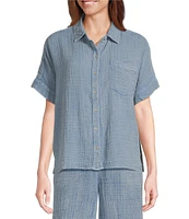 Westbound Woven Short Sleeve Button Front Top