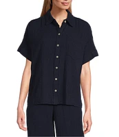 Westbound Woven Short Sleeve Button Front Top