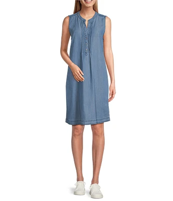 Westbound Woven V-Neck Sleeveless Henley Dress