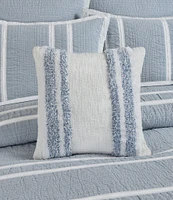 White Sand Beachwood Striped Square Pillow