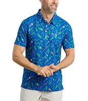 William Murray Mini Golf Print Short Sleeve Polo Shirt