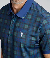 William Murray Plaid Print Short Sleeve Polo Shirt