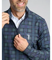 William Murray Tartan Pattern Quarter-Zip Long Sleeve Pullover