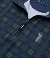 William Murray Tartan Pattern Quarter-Zip Long Sleeve Pullover