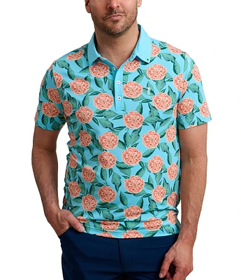 William Murray Tropical Mums Printed Short Sleeve Polo Shirt