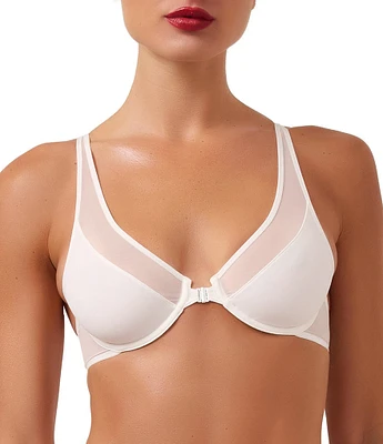 Wolford Sheer Mesh Front-Closure Plunge Racerback Bra