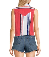 Wrangler® Americana Striped Slim Fitting Sleeveless Cropped Tank Top