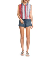 Wrangler® Americana Striped Slim Fitting Sleeveless Cropped Tank Top