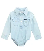 Wrangler® Baby Boys Newborn-24 Months Long Sleeve Faded Western-Style Bodysuit