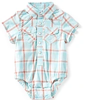 Wrangler® Baby Boys Short-Sleeve Plaid Woven Bodysuit
