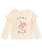 Wrangler® Baby Girls 12-24 Months Long Sleeve Ruffle Shoulder Stay Wild Graphic Top