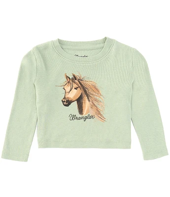 Wrangler® Baby Girls Newborn-24 Months Long Sleeve Horse Graphic T-Shirt