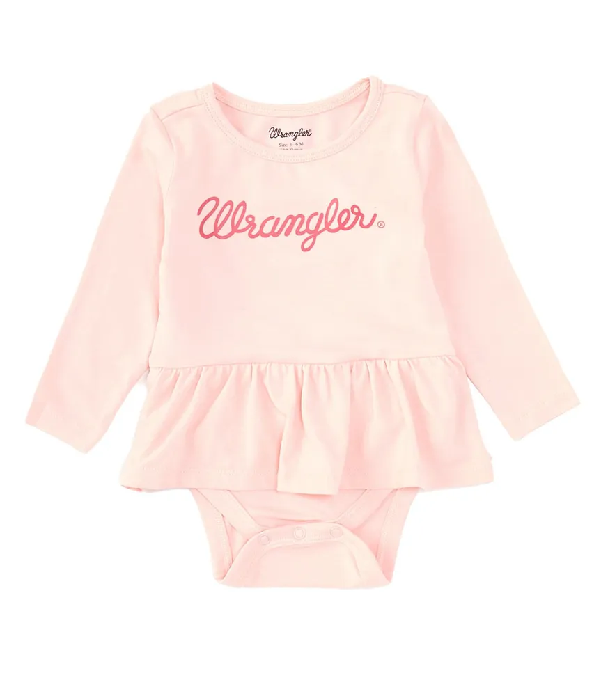 Wrangler® Baby Girls Newborn-24 Months Long Sleeve Logo Skirted Bodysuit