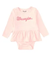 Wrangler® Baby Girls Newborn-24 Months Long Sleeve Logo Skirted Bodysuit